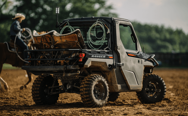 Polaris Vehicle with Items in the Bed